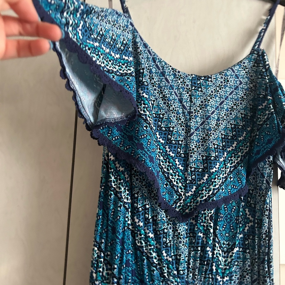 Jessica Simpson Blue Patterned Jumpsuit